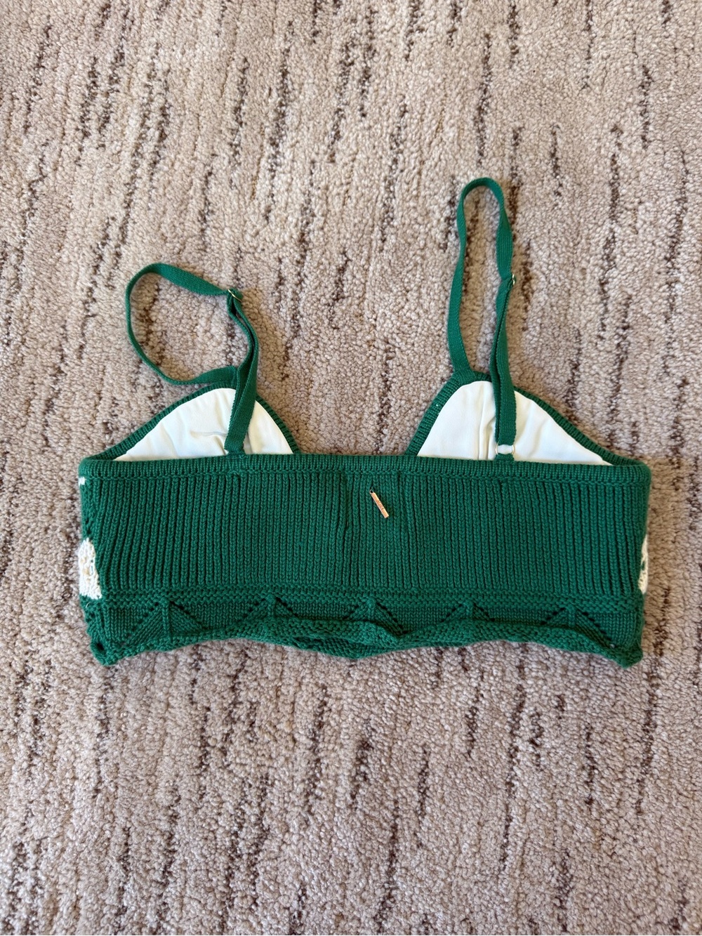 Misa Los Angeles Green and Cream Knit Skirt, Cardigan & Bralette Set - Picture 10 of 14
